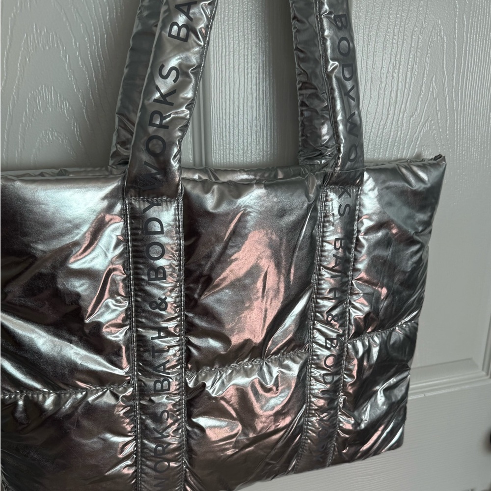 Bath and body works metallic silver bag